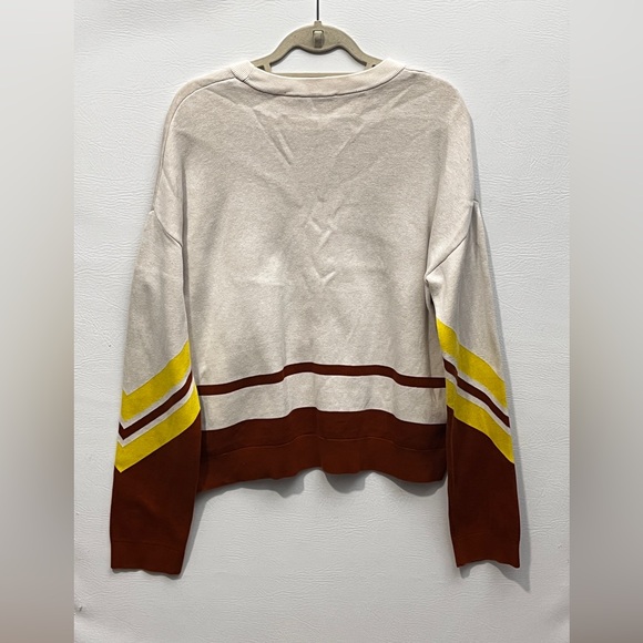 & Other Stories White Yellow Brown Varsity Knit Sweater Large - Picture 4 of 11